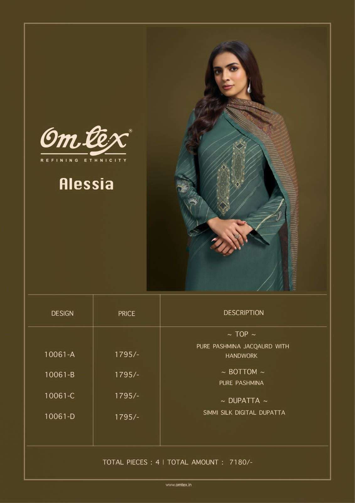 alessia by omtex 10061 colors exclusvie designer pashmina salwar kameez wholesale price surat