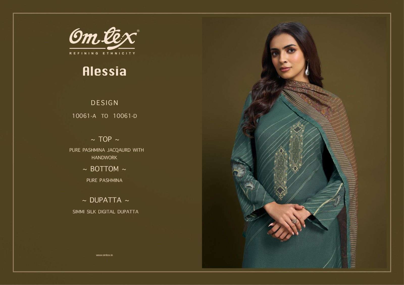 alessia by omtex 10061 colors exclusvie designer pashmina salwar kameez wholesale price surat