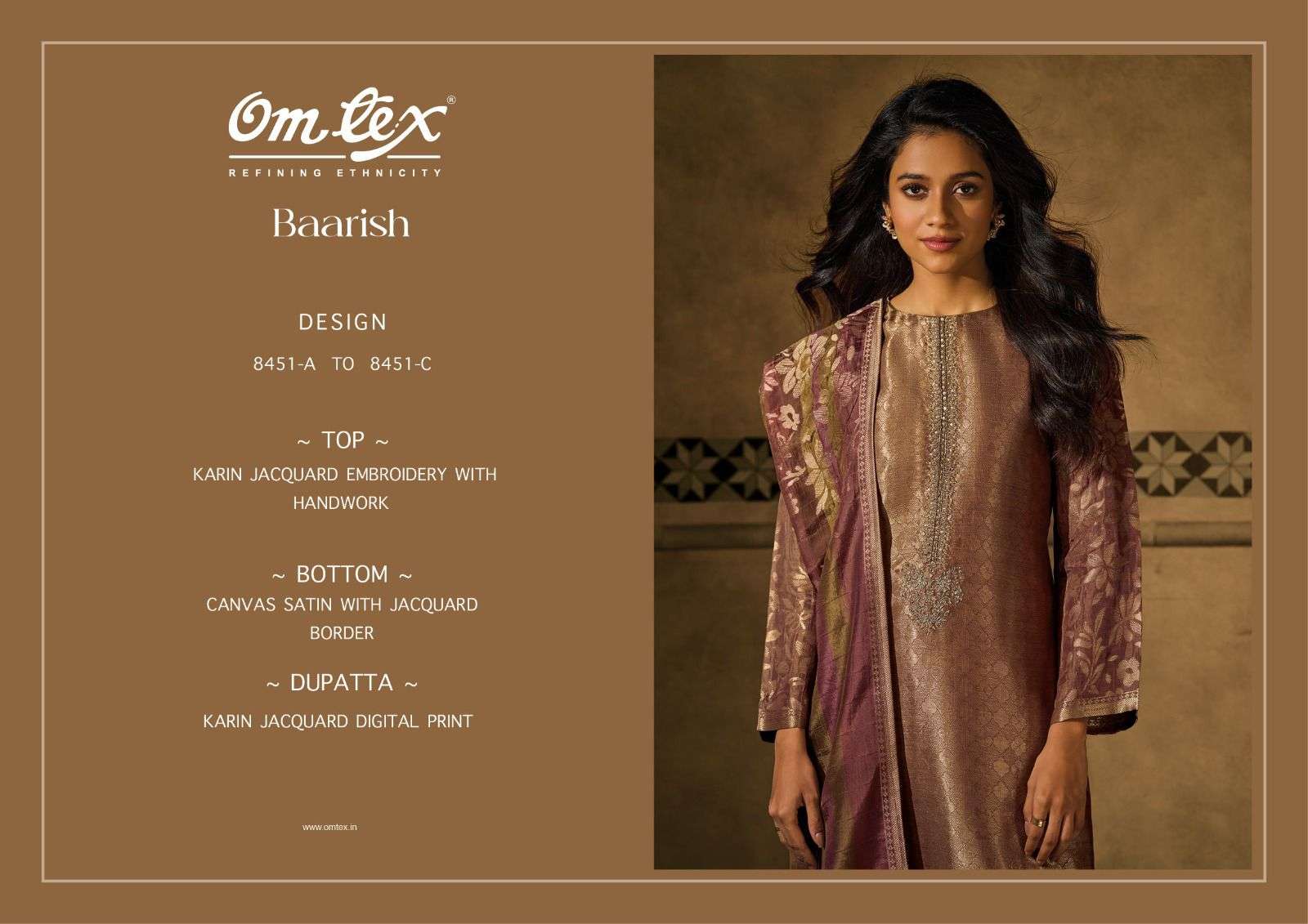 baarish by omtex 8451 colors fancy embroidered jacquard salwar kameez wholesale price surat