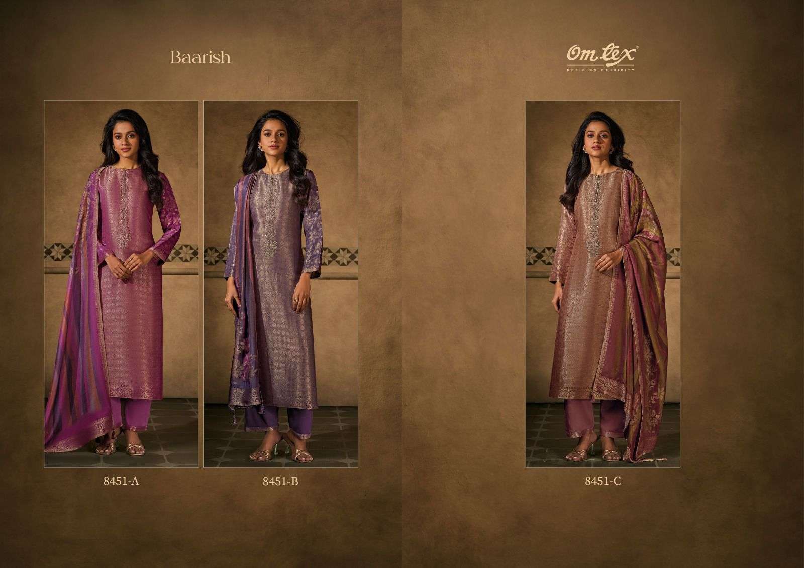 baarish by omtex 8451 colors fancy embroidered jacquard salwar kameez wholesale price surat