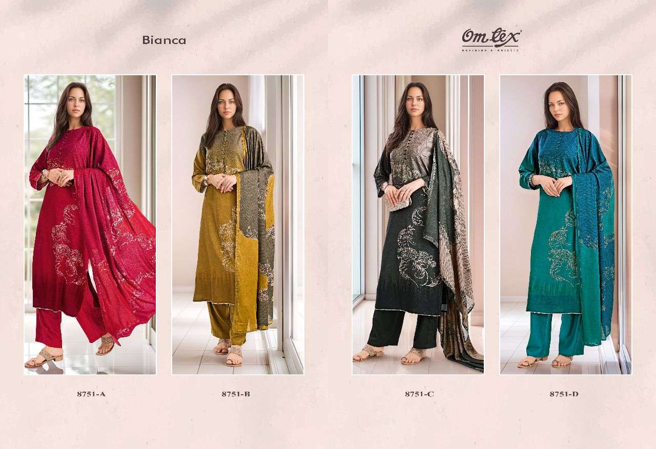 bianca by omtex 8751 colors pashmina fancy handwork designer salwar kameez wholesale price surat