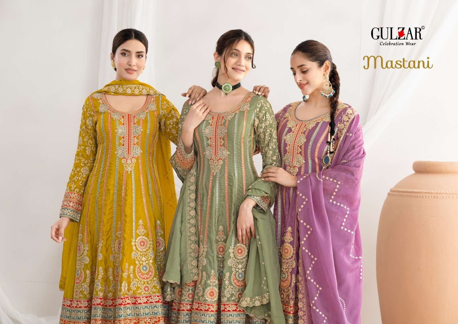 mastani by gulzar resham work with mirror handwork silk readymade salwar kameez wholesale price surat