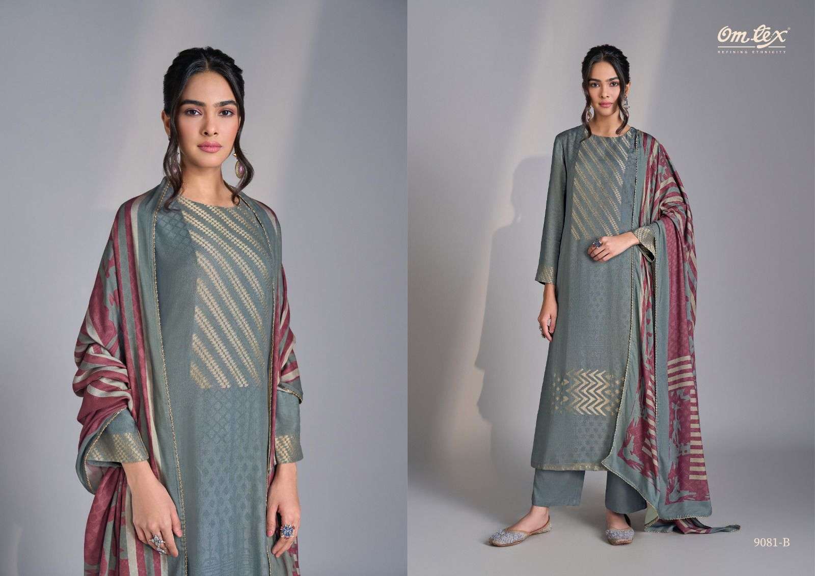 nilar by omtex 9081 colors pashmina jacquard salwar kameez wholesale price surat