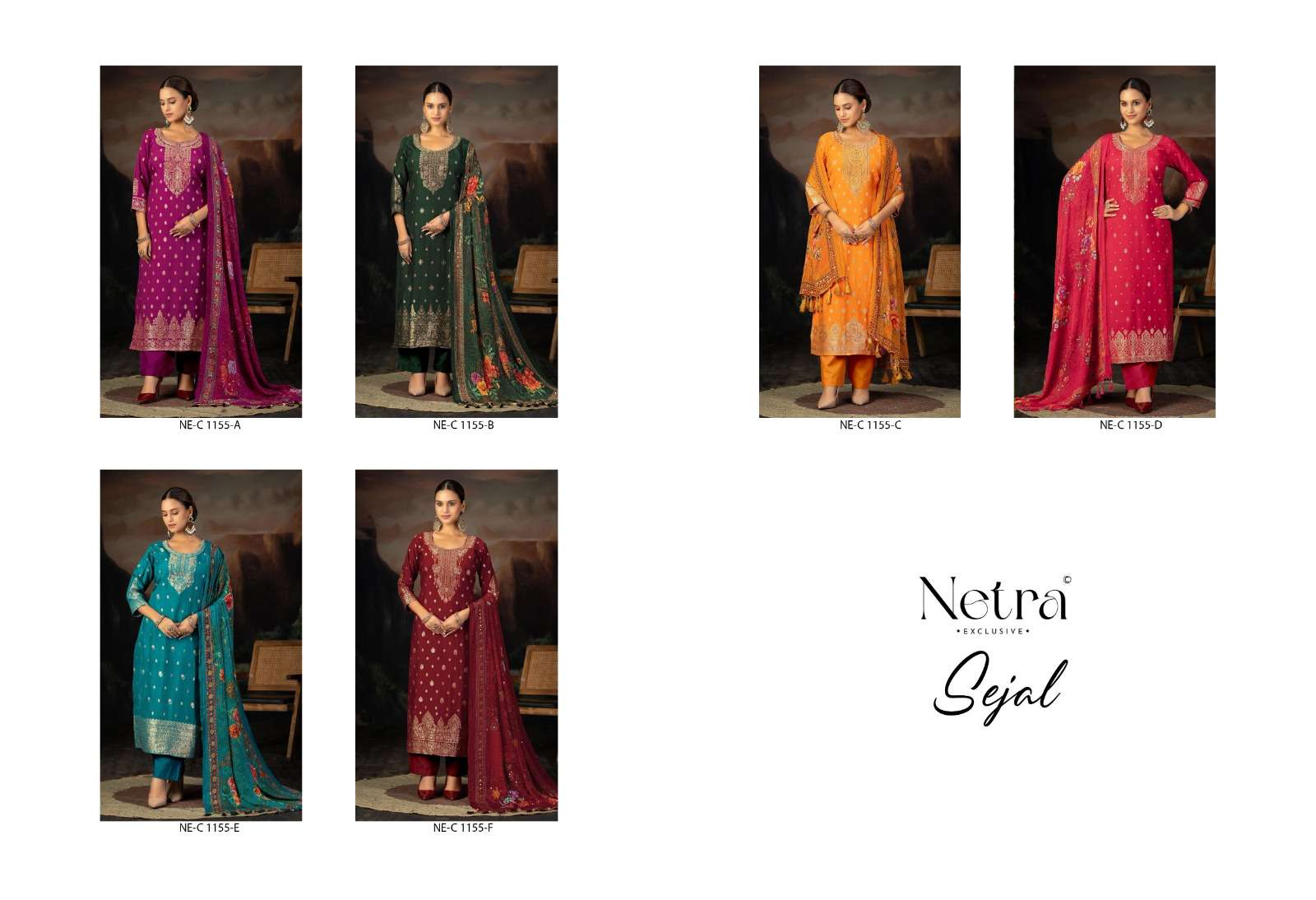 sejal by netra 1155 colors lakhnavi weaving designer party wear suit wholesale price surat