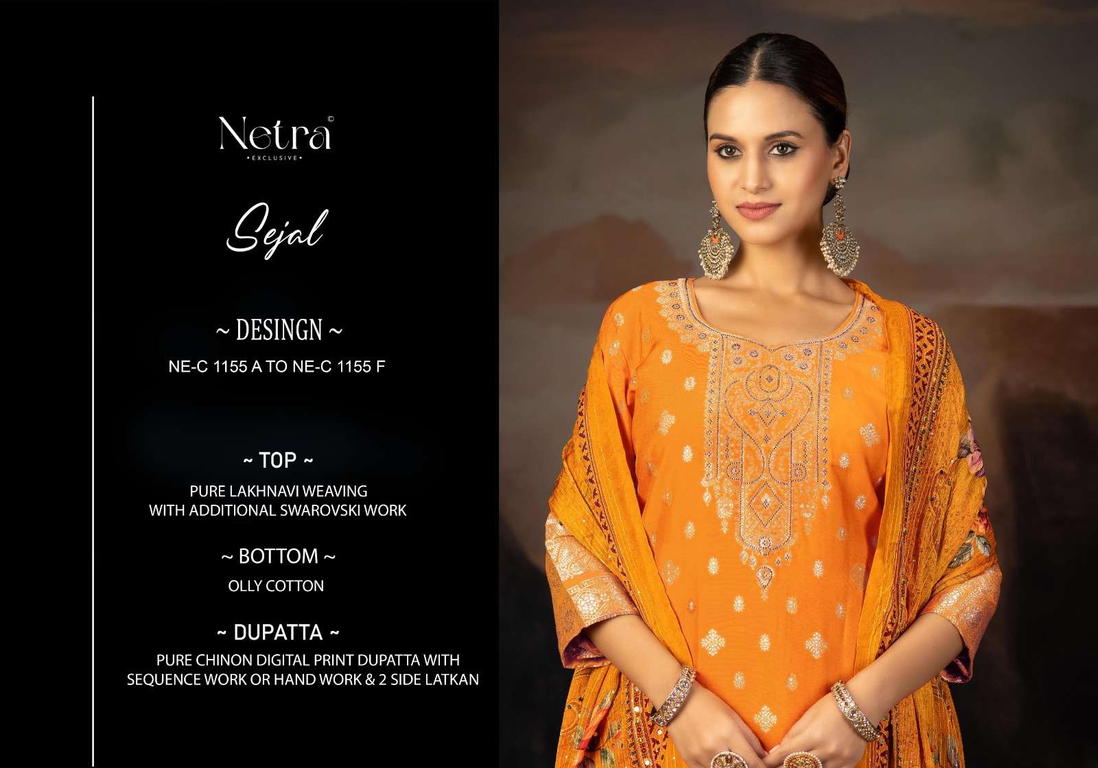 sejal by netra 1155 colors lakhnavi weaving designer party wear suit wholesale price surat