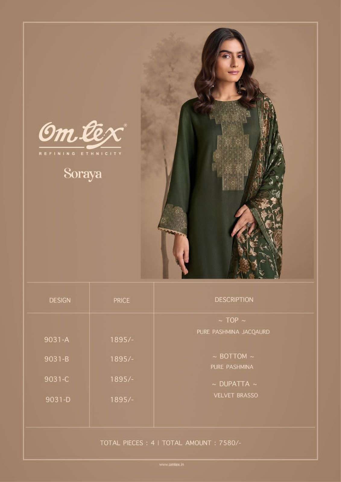 soraya by omtex 9031 colors pashmina jacquard with fancy work salwar kameez wholesale price surat