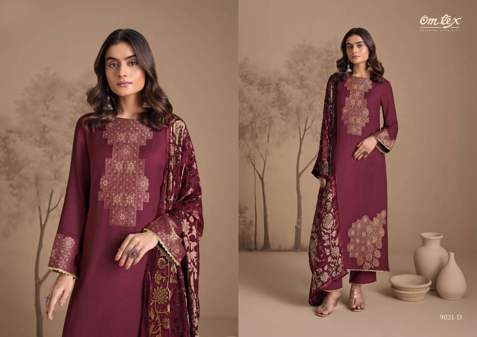 soraya by omtex 9031 colors pashmina jacquard with fancy work salwar kameez wholesale price surat