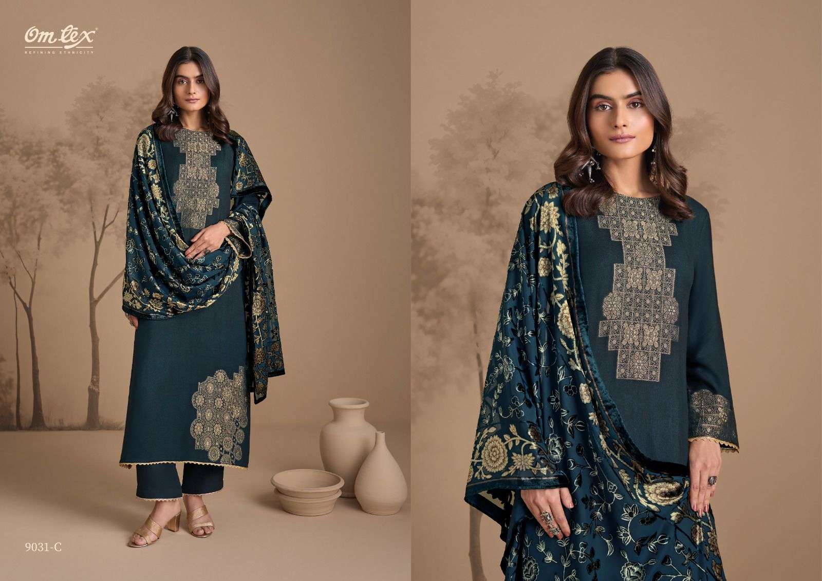 soraya by omtex 9031 colors pashmina jacquard with fancy work salwar kameez wholesale price surat