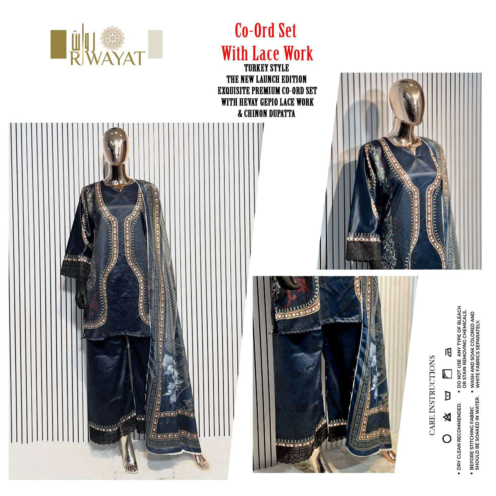 turkey style riwayat satin cotton designer readymade cord set wholesale price surat