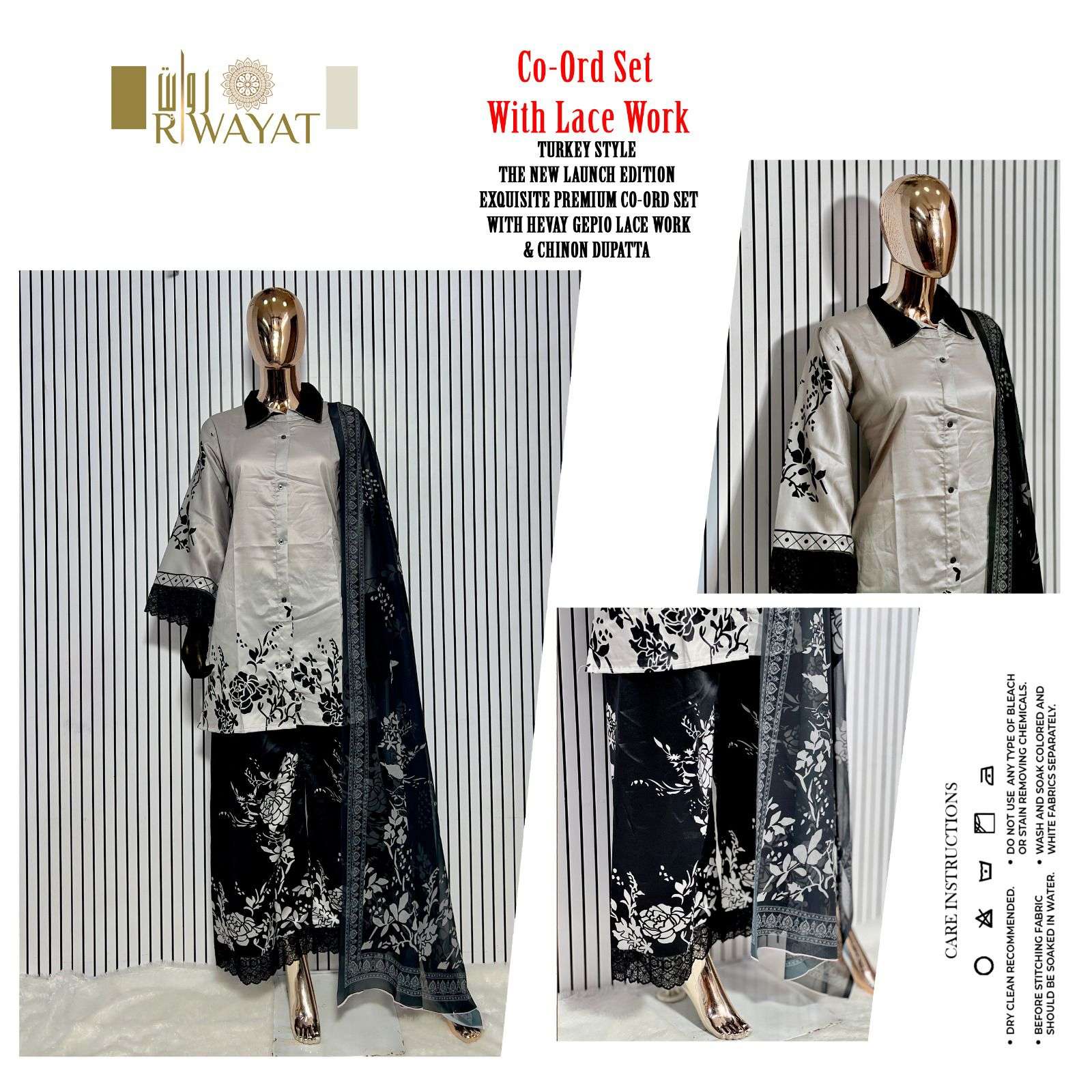 turkey style riwayat satin cotton designer readymade cord set wholesale price surat