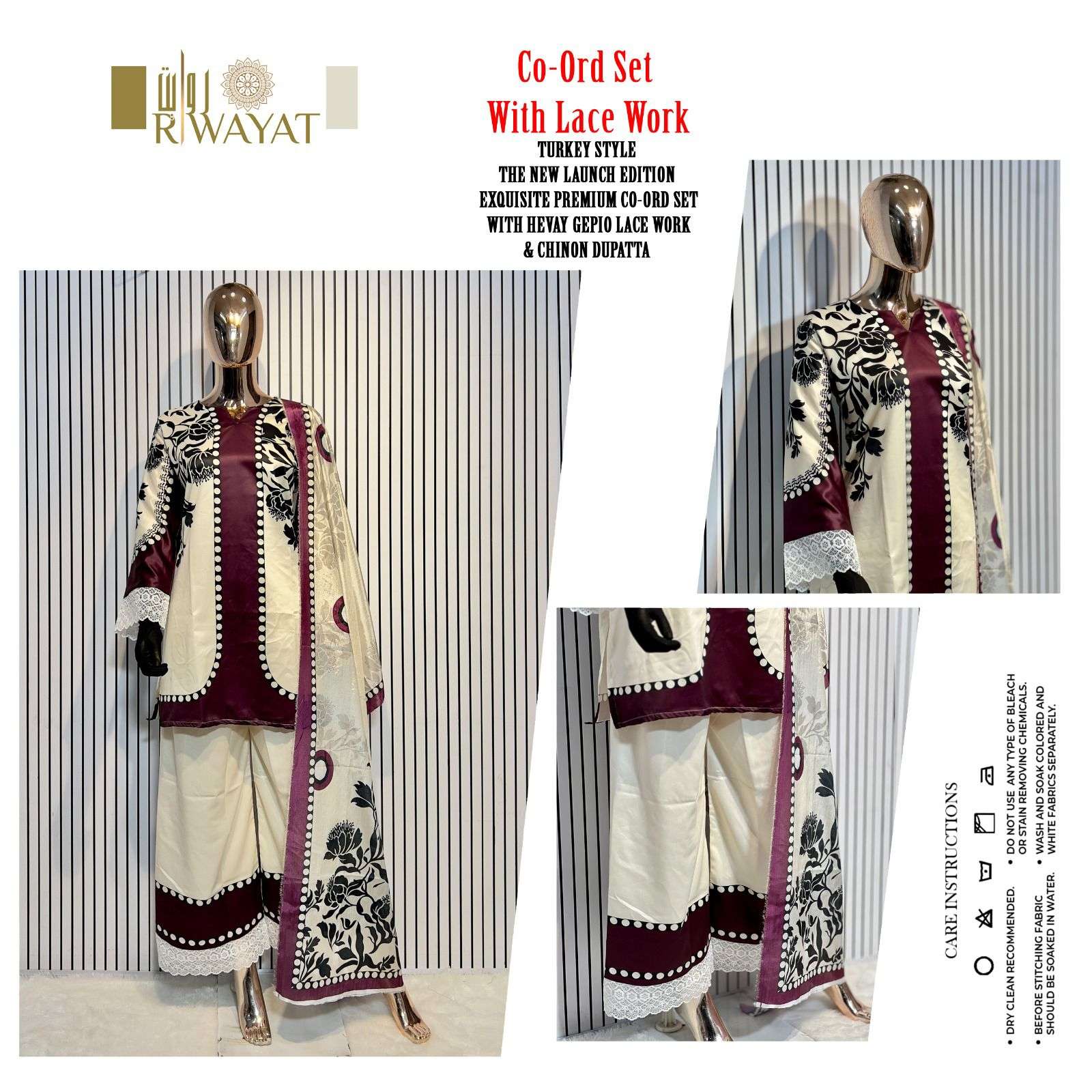 turkey style riwayat satin cotton designer readymade cord set wholesale price surat